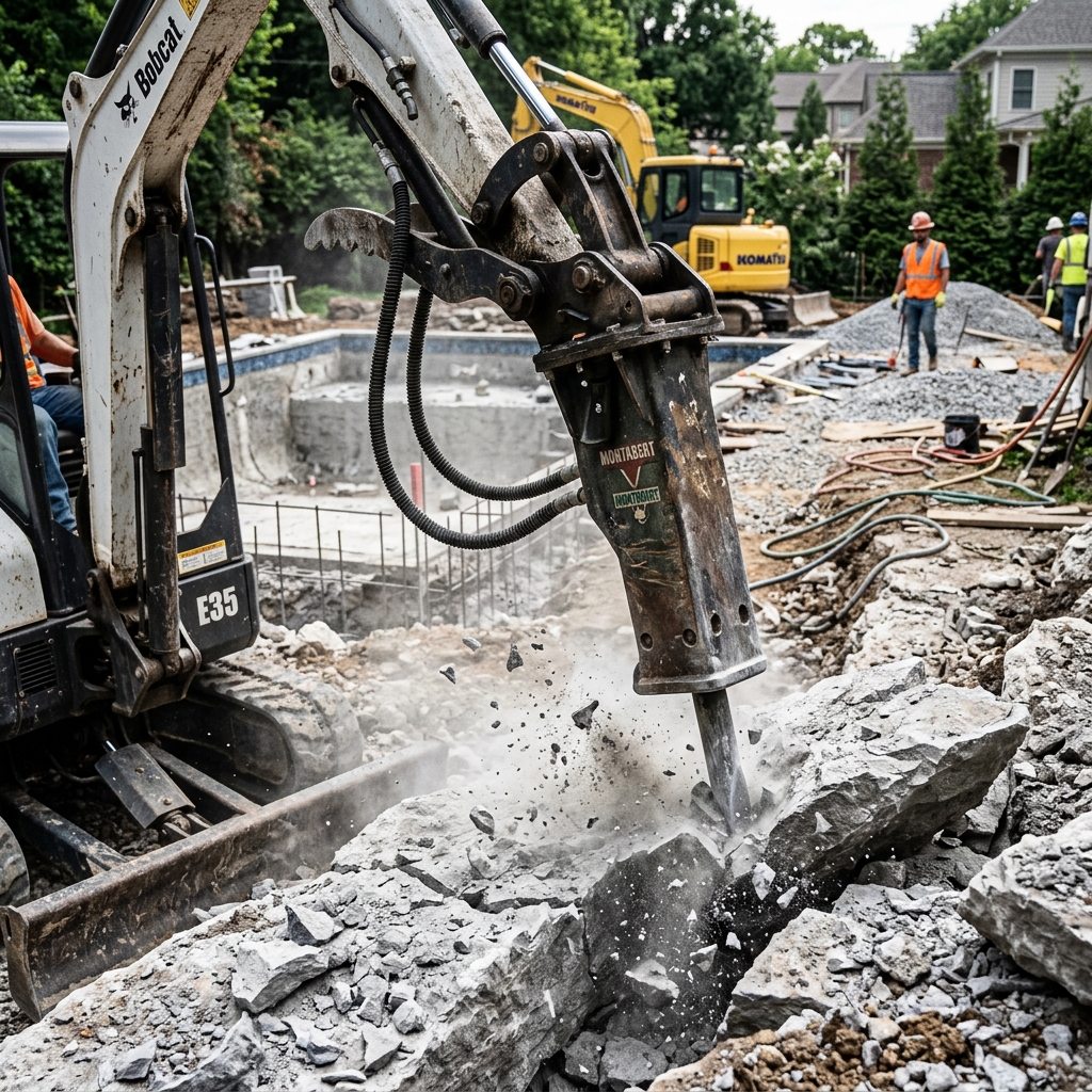Nashville Mini-Excavator with Hydraulic Rock Hammer